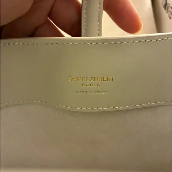 Saint Laurent Le 37 Mini Leather Bucket Bag, BLANC VINTAGE - Picture 6 of 11